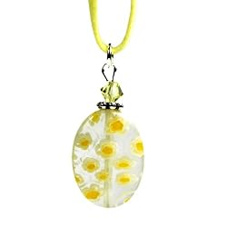 Traditional Millefiori Murano Glass Pendant - Olive Yellow