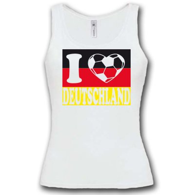 R1 – DEUTSCHLAND MOTIV 6 Damen Tank Top Weiss / Schwarz-Rot-Gelb Gr. M