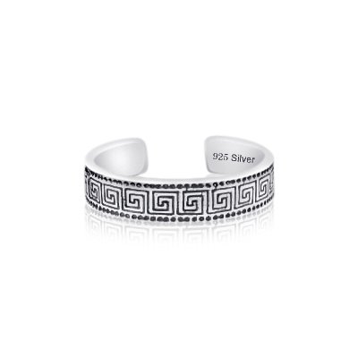 925 Sterling Silver Ancient Greek Symbols Toe Ring, One Size Fits All