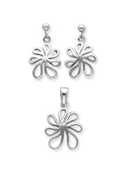 Sterling Silver Floral Earring & Pendant Set