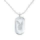 Unisex Playboy Dogtag Necklace Dog Tag Bunny Logo Reversible to PLAYBOY est 1953 Authentic Licensed Jewelry CPBN151