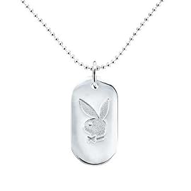 Unisex Playboy Dogtag Necklace Dog Tag Bunny Logo Reversible to PLAYBOY est 1953 Authentic Licensed Jewelry CPBN151