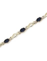 14K Yellow Gold Oval Sapphire and Diamond Bracelet