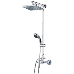 Schulte D9621 02 DuschMaster Rain mit Einhebelmischer, Kopfbrause eckig, H 101,5-152 x B 25 x T 53 cm, Messinggrundgestell, chrom