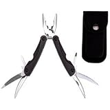 Maxam Multi-Plier Tool 8-Functions Leymar Handle Nylon Sheath Pliers Honed Blade Serrated Blade