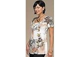 Petite NY Collection Brown Floral Print Babydoll Tunic