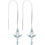 925SterlingSilverAQUACHANDELIERELEGANCEThreaderEarrings