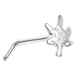 Sterling Silver Pot Leaf L-Shaped Nose Ring