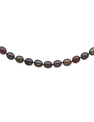 14k White Gold 7.5mm Black Freshwater Cultured Pearl Necklace
