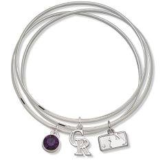 Colorado Rockies Bangle Bracelet Set W/ Purple Crystals