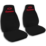 2 black with red car seat covers for 2002 Chevrolet Camaro. by Designcovers