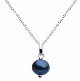 Dew Sterling Silver Single Black Freshwater Pearl Necklace 9812Bp