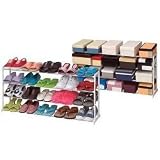 20 Pair Stacking Metal and Plastic Shoe Rack (White) (19.25" H x 38.5"W x 10"D)