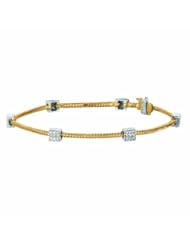 0.52 Carat Diamond Square Twisted Rope Bracelet 14K Yellow Gold