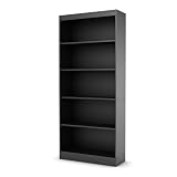 South Shore Furniture, Smart Basics Collection, Five Shelf Bookcase, Pure black