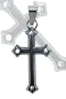 Thin Black and Silver Cross with Clear Crystals Pendant and Stainless Steel INOX