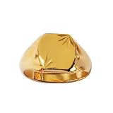 Mens 18K Gold Plated Signet Ring