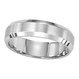 14K Men's White Gold Textured & Polished Wedding Band