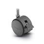 Die Cast Dual 50mm Nylon Wheel Caster, Black, with 3/8" x 1-1/2" Threaded Stem with Brake