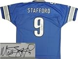 Matthew Stafford Autographed/Hand Signed Detroit Lions Blue Reebok EQT Jersey