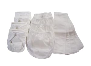 Dappi Pinless Cloth Diaper Bundle, White, Small