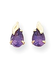 14k Yellow Gold Madi K. Amethyst with Leaf Earrings