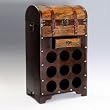 Handmade Wooden Antique Nine Piece Wine Bottle Rack