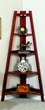 Beautiful 63 High CHERRY Finish WOODEN CORNER RACK / CORNER SHELF