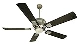 Craftmade FA52BN 5th Avenue 52 Inch Ceiling Fan, Brushed Nickel with Chrome Accents Motor with Flat Black Blades and Integrated Halogen Light Kit