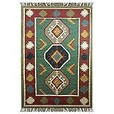 Wool and jute rug, 'Illusions' (4.5x6)