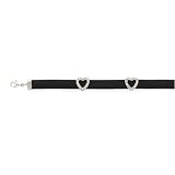 Sterling Silver Black Rubber and Cubic Zirconia Heart Bracelet - 7