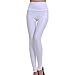 SlickBlue Womens Faux Leather High Waist Stretchy Durable Polainas Pants(Leggings) White,Large