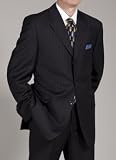 Jones New York Black Stripe 3-Button Side-vented Suit with Flat Front Pants