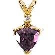 14K Yellow Gold Pink Tourmaline and Diamond Pendant