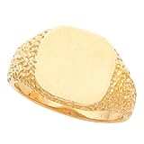 14K Yellow Gold Men's Signet Ring With Brush Finished Top