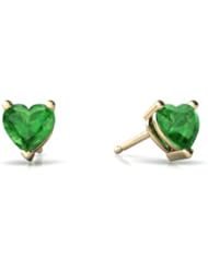 Genuine Emerald 14kt Yellow Gold Stud Earrings