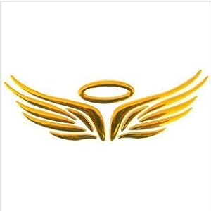 Amazon.com : Car Golden PVC Gold Angel Wings Logo Emblem Marker Decal