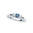 3 Diamond Princess Cut Anniversary Band 1/2 ct. in 14K White Gold with Blue Center Diamond