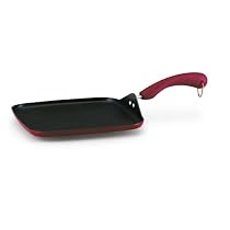 Paula Deen 11 Inch Porcelain Square Griddle, Red