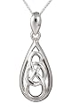 Ladies' Celtic Knot Drop Pendant Necklace, Silver Curb Chain, 46cm Length, Model SP161