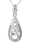 Ladies' Celtic Knot Drop Pendant Necklace, Silver Curb Chain, 46cm Length, Model SP161