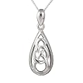Ladies' Celtic Knot Drop Pendant Necklace, Silver Curb Chain, 46cm Length, Model SP161