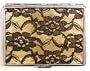 Outer Rebel Fashion Flasks & Smoking Accessories- Black Lace over Gold Stainless Steel Cigarette/ID Case 100's Size