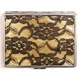 Outer Rebel Fashion Flasks and Smoking Accessories- Black Lace over Gold Stainless Steel Cigarette...