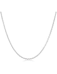 14k White Gold 1mm Wide Italian Rolo Chain Necklace