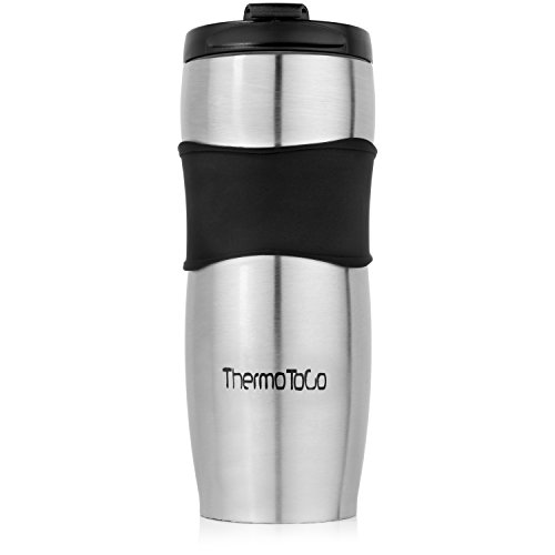 Travel coffee mug- with lid, one of the best genuine travel mugs, perfect for commuting, sleek and contemporary, well insulated durable stainless steel, flip top lid, screw on top, easy to clean Travel coffee mug- with lid, one of the best genuine travel mugs, perfect for commuting, sleek and contemporary, well insulated durable stainless steel, flip top lid, screw on top, easy to clean