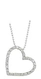 14K White Gold Diamond Heart Pendant w/Chain