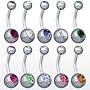 Double Gemmed Belly Button Navel Rings Set of 10