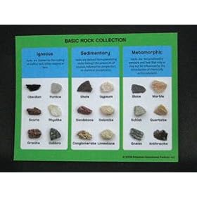 Introductory Rock Kit; Basic Rock Card - 18 Specimens w/Igneous, Metamorphic, Sedimentary Rocks: Industrial &amp; Scientific