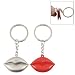 Pair Silver Tone Red Lips Design Pendants Keyring Keychain for Lovers